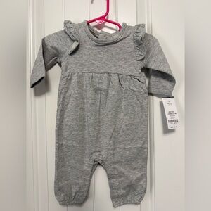 Carter’s, NWT, Gray Ruffled Baby Romper